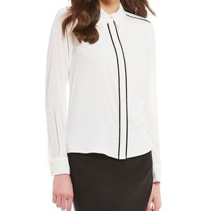 Womens Calvin Klein Contrast Pipe Trim Long Sleeve